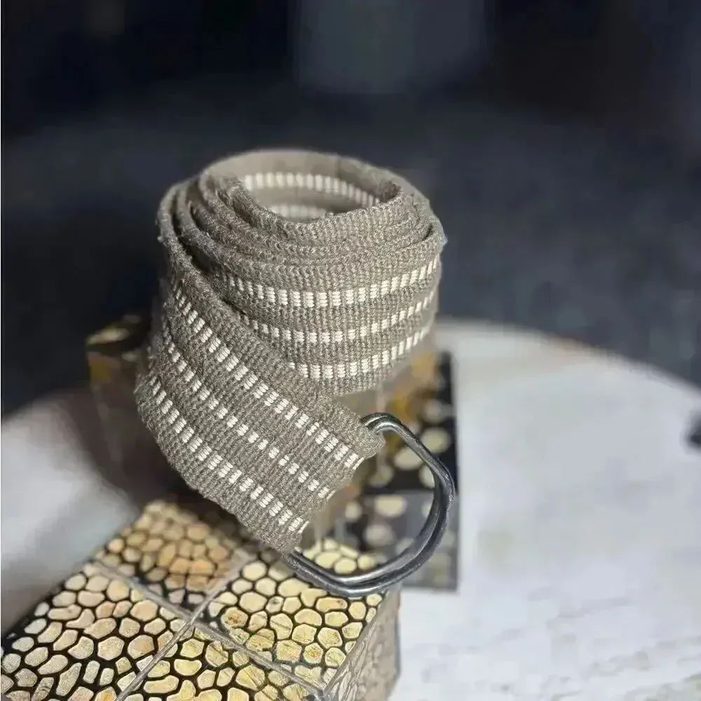 39.5” Striped Woven Canvas D-ring Belt